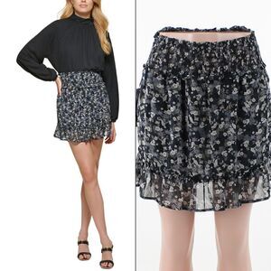DKNY Jeans Ruffle-Hem Mini Skirt Black Indigo Multi